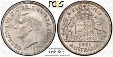 1951(m) Florin KM-48  Ag MS64
