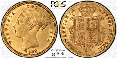 1883-S 1/2 Sov S-3862D Cross not Buried AU55