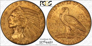 1915 $5 MS62