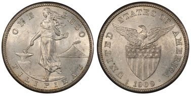 1909-S Peso KM-172  Ag MS62