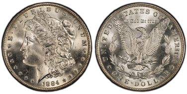 1884-O $1 VAM 35, Doubled Eyelid MS66