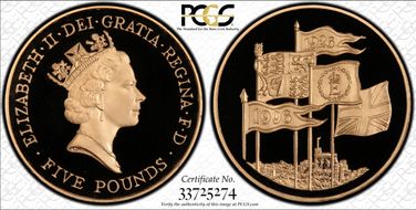 1996 £5 S-L3 Elizabeth II Birthday Au PR69DCAM