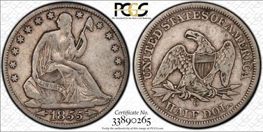 1855-O 50C Arrows VF25