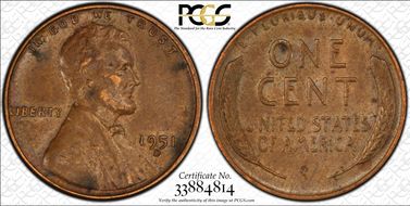 1951-D/S 1C OMM FS-511 AU55BN