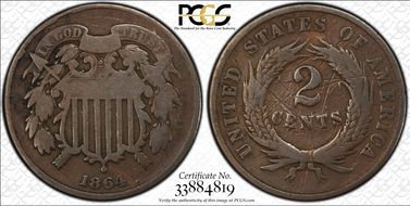 1864 2C Large Motto N1BN