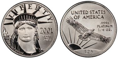 2001 $25 Statue of Liberty MS70