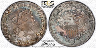 1806 50C Pointed 6, Stem AU55