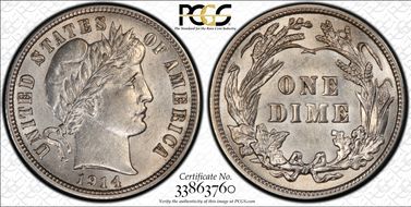 1914 10C AU58
