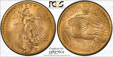 1908 $20 No Motto - Wells Fargo MS67