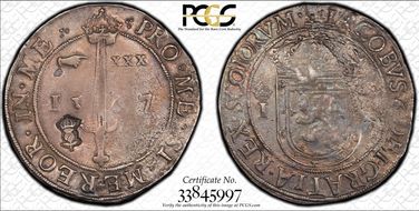 "1567" Ryal S-5472 Revaluation of 1578 Crowned Thistle C/M N1