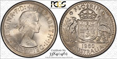 1960(m) Florin KM-60  Ag MS62