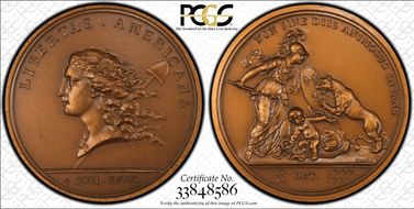 (1980s) AE Medal Libertas Americana Restrike MS65BN