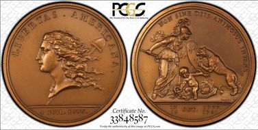 (1980s) AE Medal Libertas Americana Restrike MS65BN