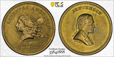 (1867) Medal JAB-M5 Brass Jefferson MS65