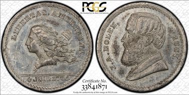 (1867) Token Rulau Ma-Sp-43D WM J.A. Bolen MS62