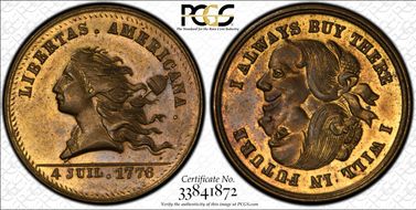 (1876) Token Pa-Ph 256 Brass Muled w/ Pa Ph 226 Obv MS64