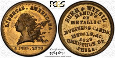 (1876) Token Pa-Ph 840B Brass Burr & Witsil MS65