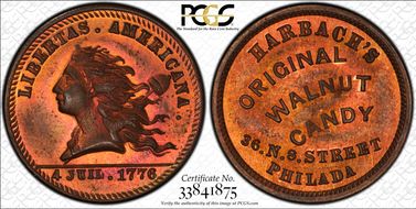 (1876) Token Pa-Ph 930 Copper Harbach Brothers MS65RB