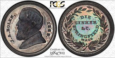 1869 Medal JAB-35 Silvered WM J.A. Bolen MS64