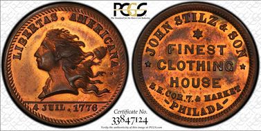 (1876) Token Pa-Ph 760A Copper John Stilz & Son MS63RB