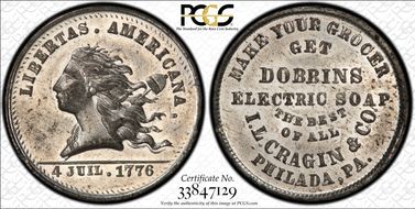 (1876) WM Tkn Rulau Pa-Ph 883 I.L. Cragin & Co. MS62