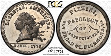 (1876) Token Va-Ri 11 White Metal Pizzini MS62