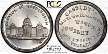 (1876) Token Pa-Ph 869 White Metal Cassidy's MS63