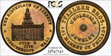 (1876) Token Pa-Ph 324 Brass Pfaelzer Bros. MS64