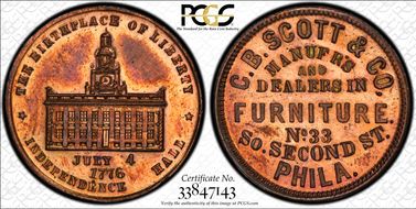 (1876) Token Pa-Ph 745A Copper  C.B. Scott & Co. MS63RB