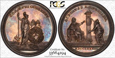 1783 AR Medal Betts-608, Peace of Versailles MS63