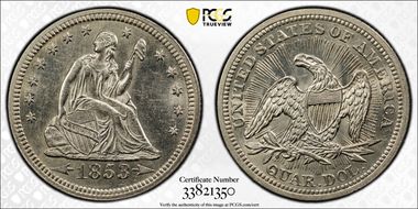 1853 25C Arrows and Rays MS61