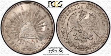 1898-Mo AM Peso Restrike KM-409.2 MS64