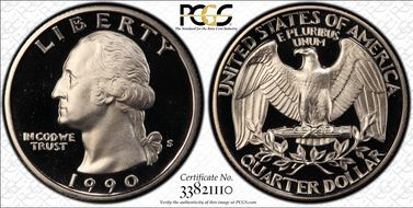 1990-S 25C PR69DCAM