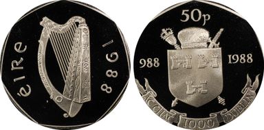 1988 50p Dublin Millennium PR69DCAM