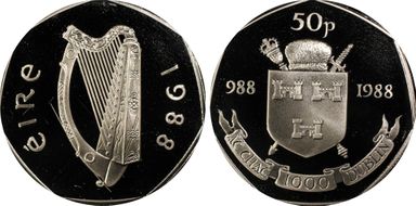 1988 50p Dublin Millennium PR69DCAM