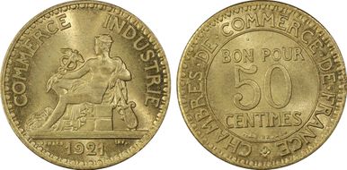 1921 50C Gad-421 F-191 MS66