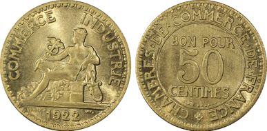 1922 50C Gad-421 F-191 MS65