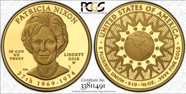 2016-W $10 Patricia Nixon  First Strike PR69DCAM