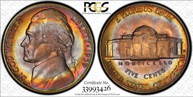 1939-D 5C Reverse of 1940 MS65