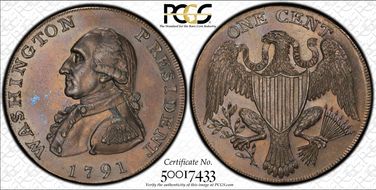 1791 1C Washington, Large Eagle MS63BN