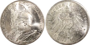 1901 5 Mk 200 Years J-106 KM-526  Ag MS65