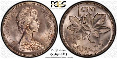 1965 1C Type 2, Sm Beads, Bl 5 MS64BN