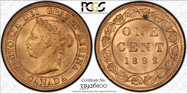 1892 1C MS65RD
