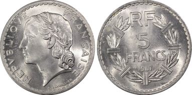 1947 5 Fr Gad-766a F-399 9 ouvert MS65