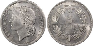 1949 5 Fr Gad-766a 9 fermé MS65