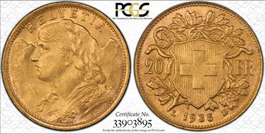 1935 LB 20 Fr KM-35.1  Au MS64