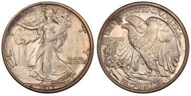 1917-S 50C Reverse AU58
