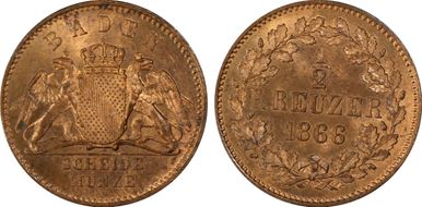 1866 1/2 Kr MS65RD