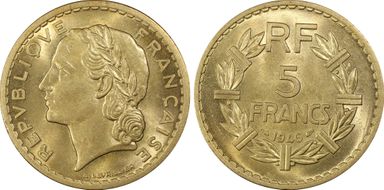 1946 5 Fr Gad-761a Bronze-Al MS66