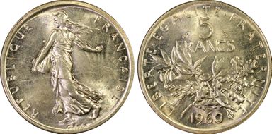 1960 5 Fr Gad-770 F-340 MS64